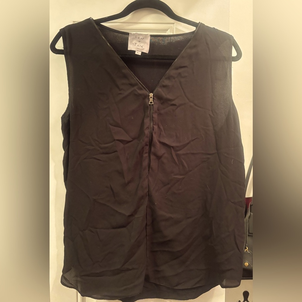 Leap of fate zippered tank top - black.